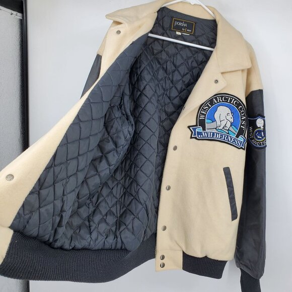 Vintage Porsha Winer West Arctic Coast Varsity Coat Jacket Large Polar Bear 90s - Picture 7 of 16
